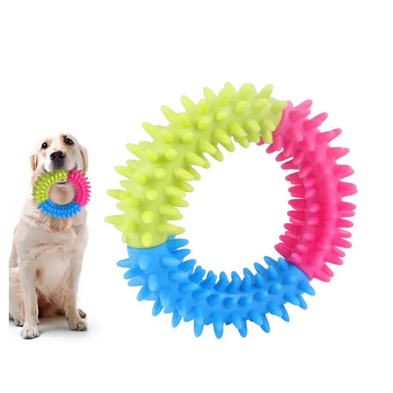 2024 sıcak satış renkli doğal kauçuk yuvarlak şekilli yıkılmaz köpek çiğneme oyuncakları çevre dostu Pet diş temizleme oyuncaklar