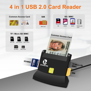 ZOWEETEK 4合1 USB 2.0芯片读卡器写入器SD TF MMC存储卡读卡器即插即用信用卡读卡器支付 - Product Image 2