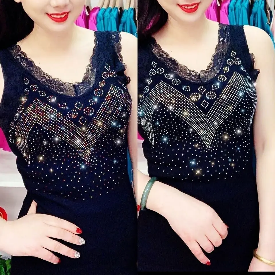 8004 dancing movement Inner and outer wear Hot crystal brick Seamless compiled Long vest
