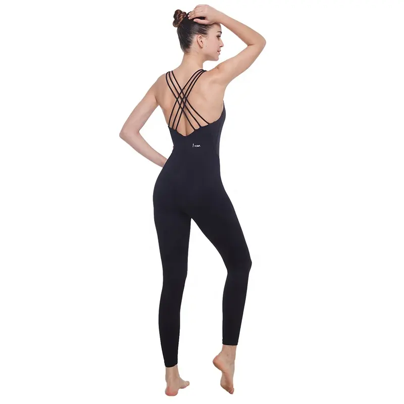 Vrouwen Mouwloze Bodysuit Dans Unitard Backless Bodycon Rompertjes Casual Workout Yoga Kraag Ademend Lady Jumpsuits