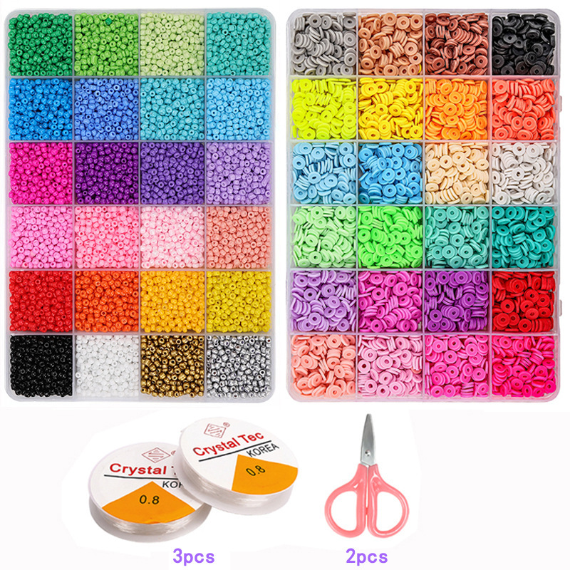 2 boîtes de 48 perles de riz 24 banlan coloré poterie molle