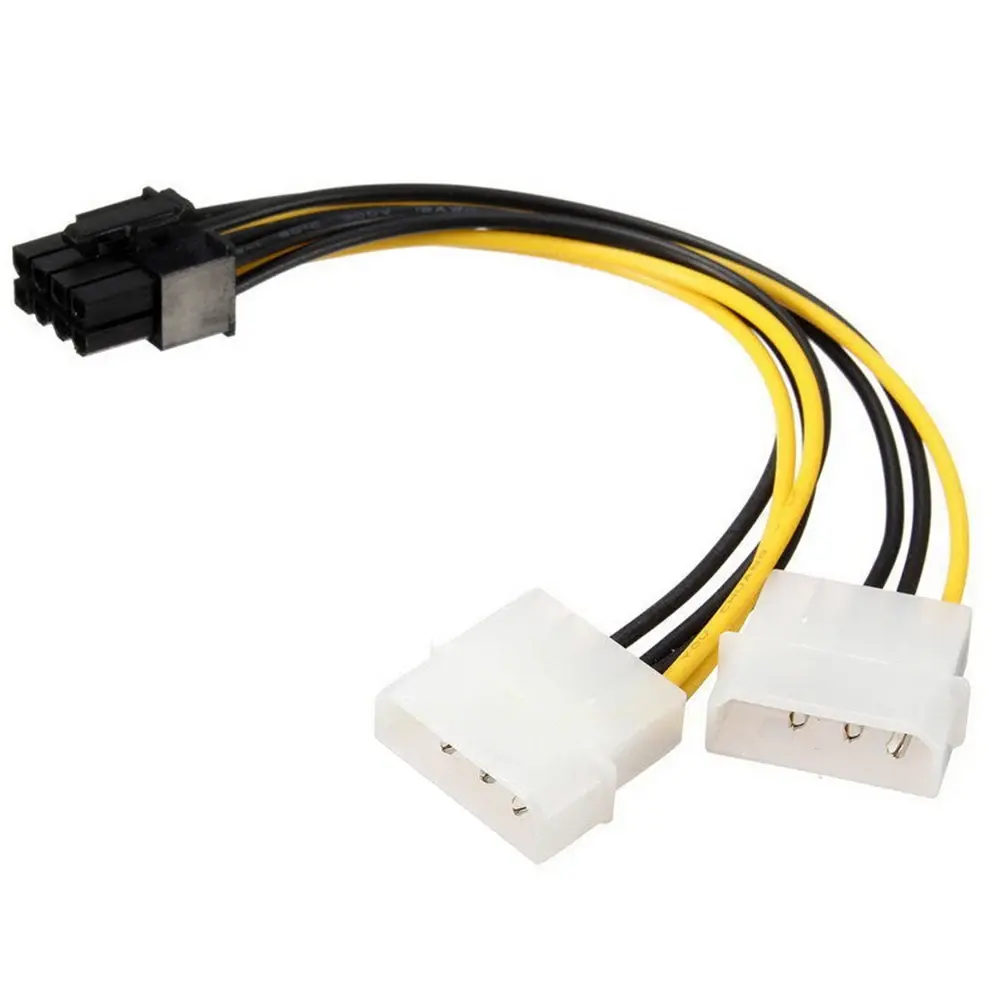 Kabel adaptor daya kartu Video, 18cm 8Pin ke Dual 4Pin bentuk Y 8 Pin PCI Express ke Dual 4 Pin Molex kartu grafis