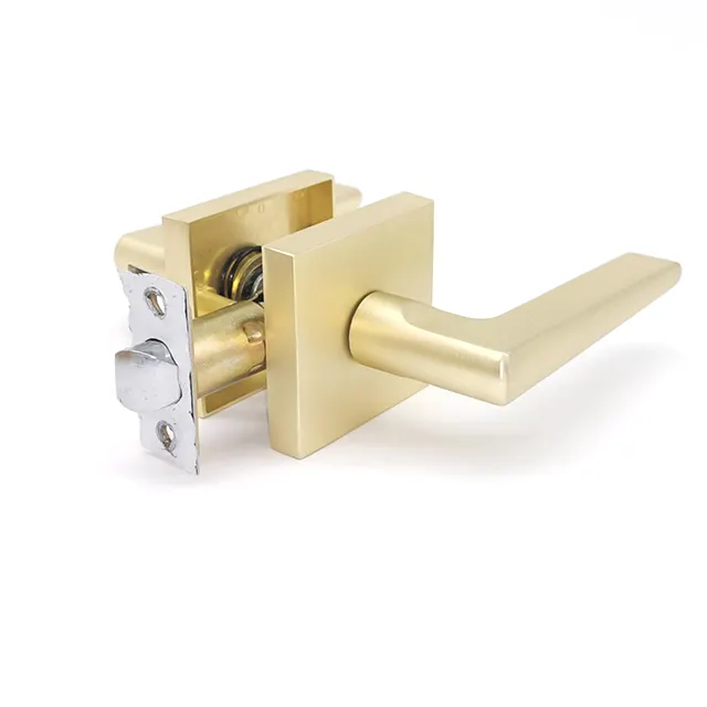 Closet Square Heavy Lever Handle Lock Stain Brass Finish Modern Style Door Lock Set Reversible for Right   Left Side door lock