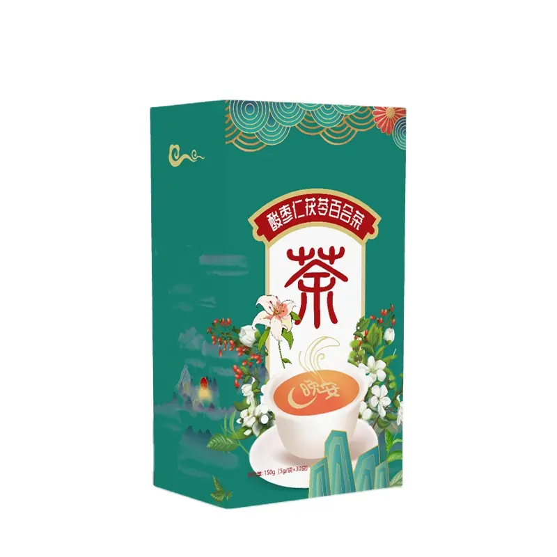 健康製品Suanzaoren Poria Lily Teaは、神経を落ち着かせ、中国のハーブティーバッグの睡眠を助けます