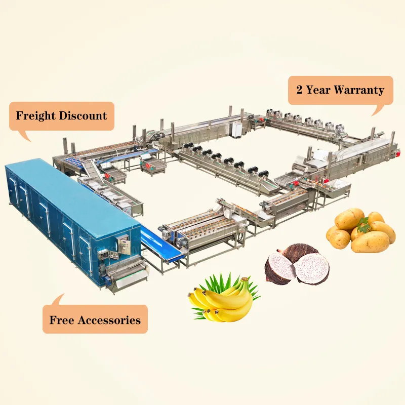 2024 Manufacturing Frying Production Line Fresh Frozen French Fries Sticks Fully Automatic Lays Potato Chips Making Machine