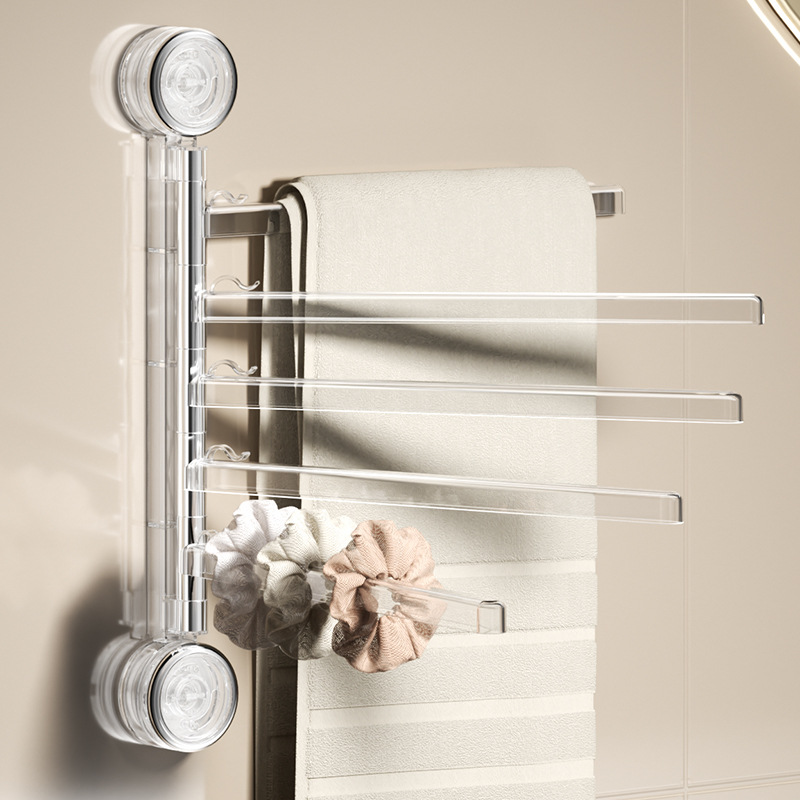 Knob suction cup clothes rack, 5 rods (off-white)