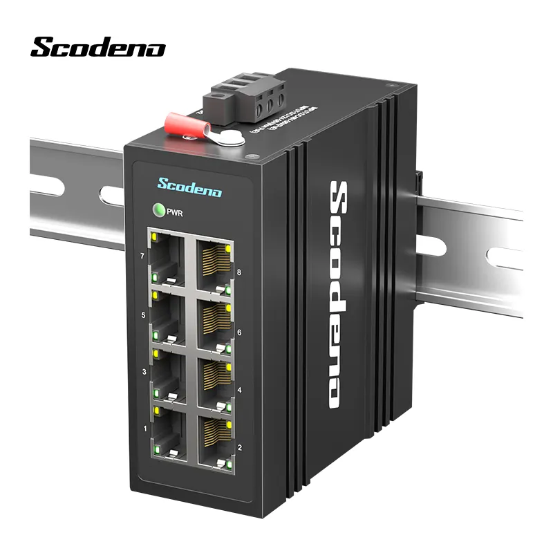 Mini Tamanho Ao Ar Livre Din-rail Industrial Ethernet Switch Porta 8 10/100M