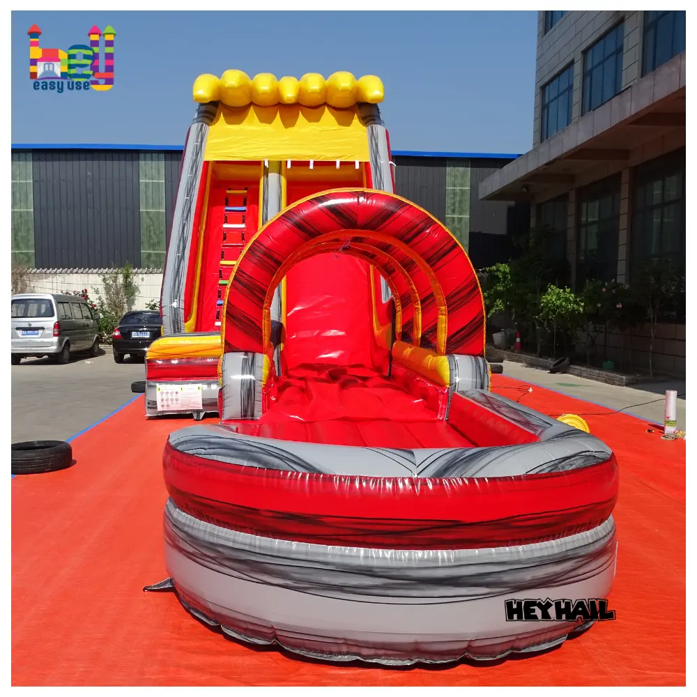Khổng lồ 22ft cao Đá Cẩm Thạch Màu Đỏ trượt nước 40ft dài inflatables ướt khô trượt cho bên cho thuê giá rẻ inflatables để bán