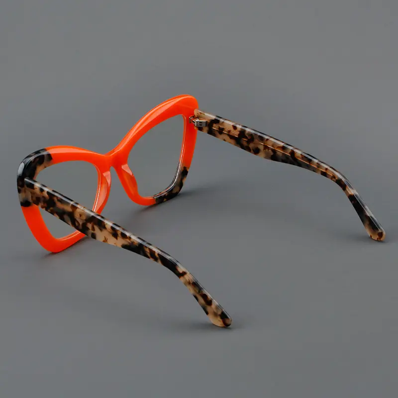 2024 새로운 유럽과 미국 여성 광학 프레임 우아한 라미네이션 아세테이트 안경 빈티지 근시 안경 맞춤형 로고