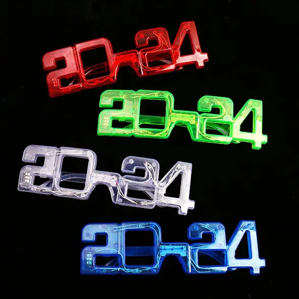 Fun plastic flashing LED light up glasses 2024 new year led glasses for new year's party