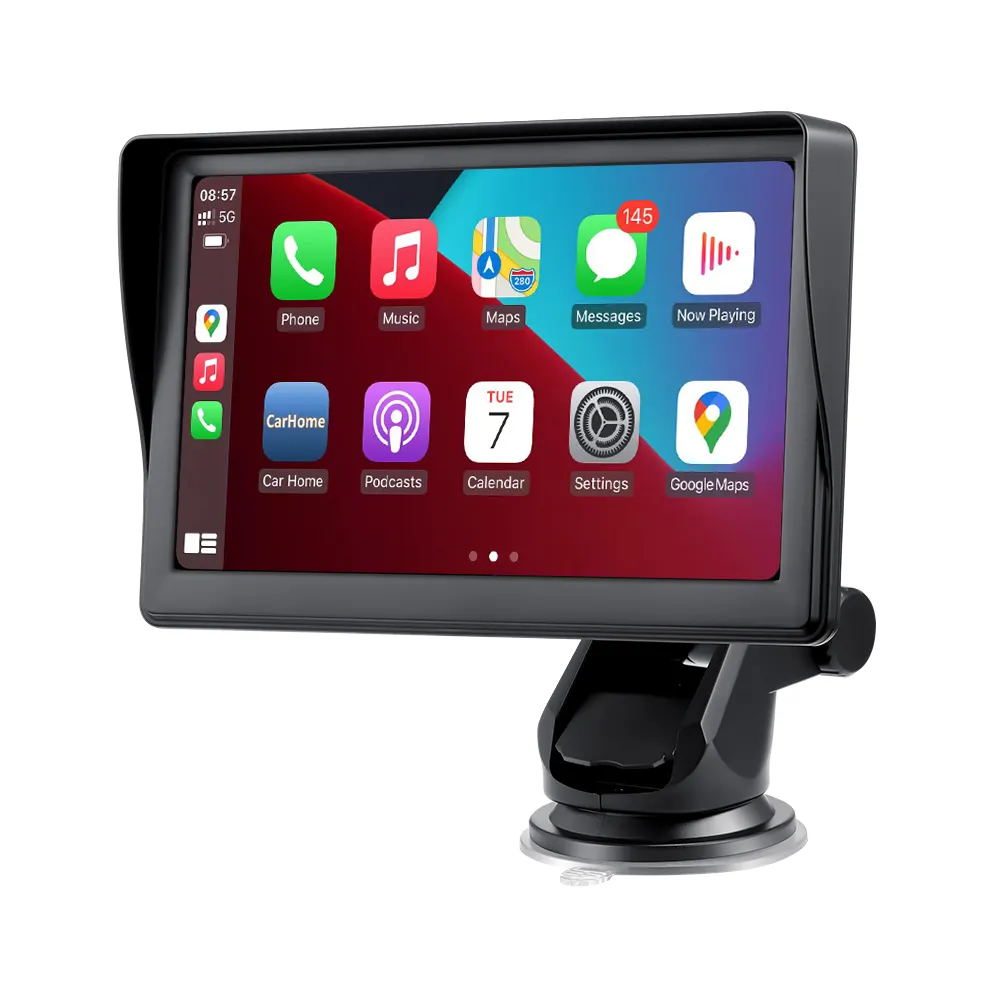 Ips Touchscreen 7 Inch Draagbare Draadloze Carplay Tablet Auto Video Multimedia Systeem Stereo Draagbare Gps Navigatie