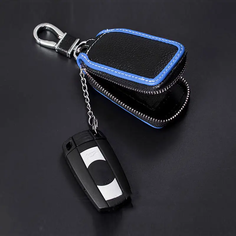 OEM-funda para llave de coche, cubierta de cobertura completa, techo solar oculto, cremallera, logo personalizado, cuero de PU, protección universal, accesorios antipérdida