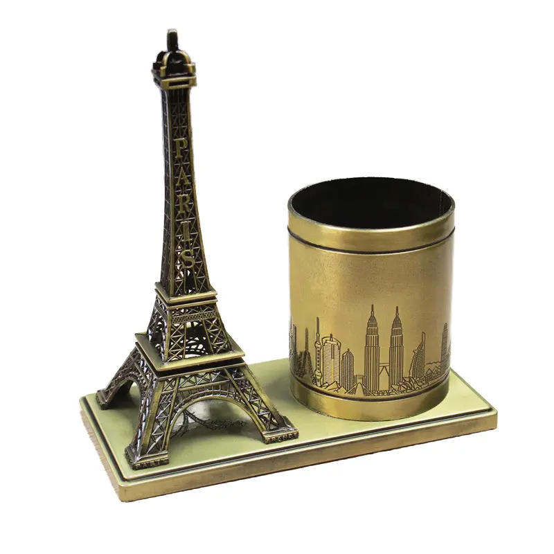 Креативная ручка Эйфелева башня контейнер металлические поделки для рабочего стола или домашнего декора для хранения и украшения