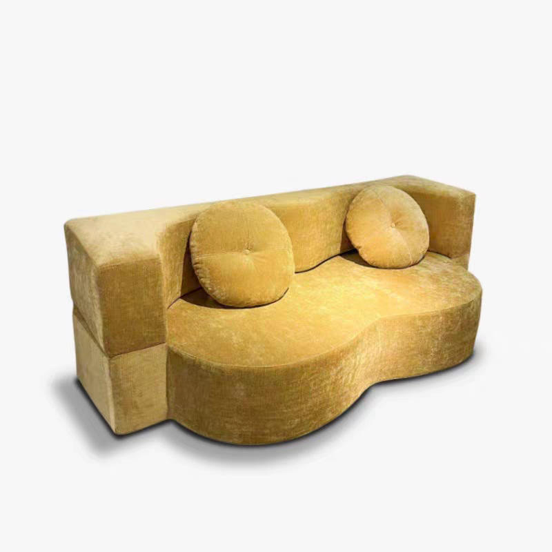 Jaune - tissu velours peluche