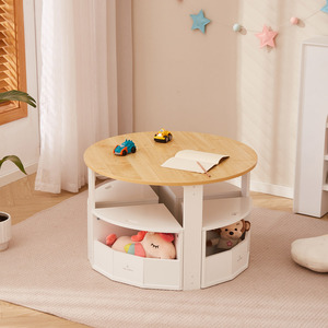 Eduland gỗ hiện đại làm tổ bàn tròn cho trẻ em hoạt động Trường chơi không độc hại với 4 phân lưu trữ cho nghệ thuật thủ công thiết lập - Product Image 1