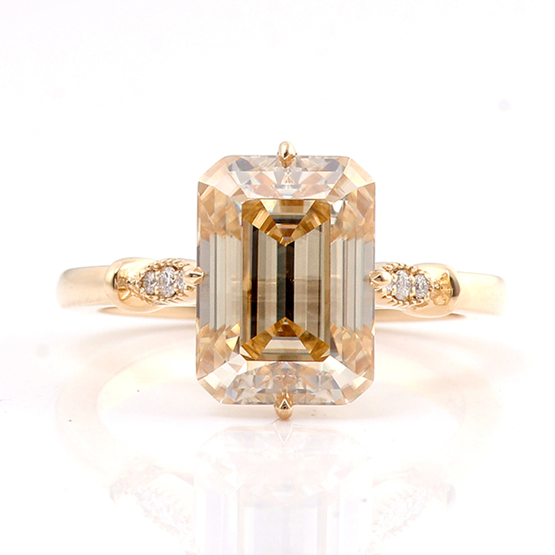 Bague moissanite en or massif 14 carats véritable
