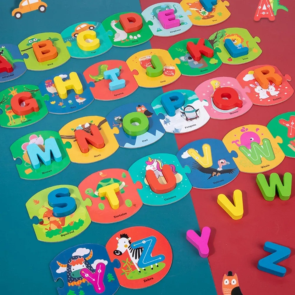 Letras do alfabeto de madeira, brinquedos montessori para aprendizagem precoce, brinquedo educativo para bebê