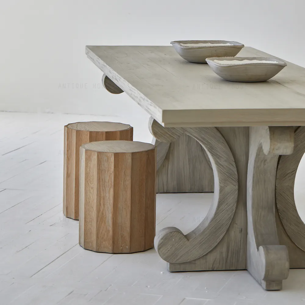 Стильная антикварная мебель середины века, набор деревянных обеденных столов из переработанной сосны, 6 мест, винтажный обеденный стол