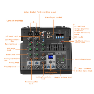 Depusheng B4 Professional Portable Built in 99 DSP Digital 4 Channel Audio <strong>Mixer</strong> for Computer Recording