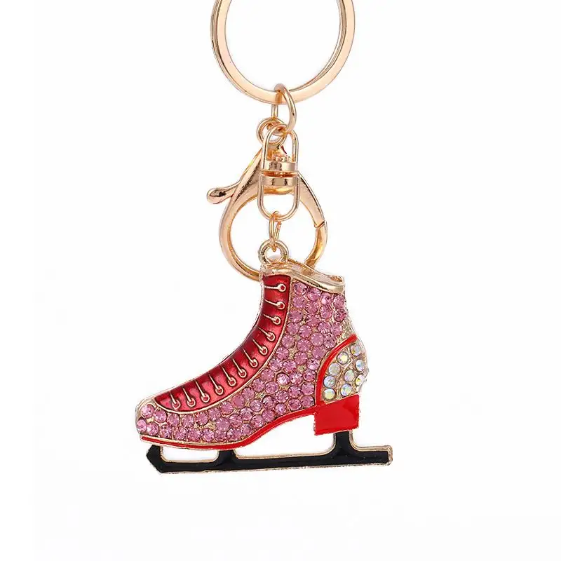 Portachiavi con pattini a rotelle con strass di cristallo glitterato all'ingrosso bling mini scarpe 3d portachiavi in metallo portachiavi Charms per borsa per auto