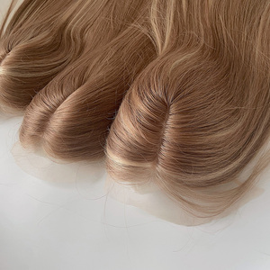 New Style 2024 European Raw <strong>Human</strong> Hair Straight Smooth Natural <strong>Back</strong> 20 in 150% Density Fishnet with Silk Base Topper for Women - Product Image 3
