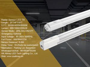 高品質0.6m 1.2m 1.5m調光20% マイクロ波レーダーセンサーT8 LEDチューブライト駐車場地下廊下倉庫用 - Product Image 5