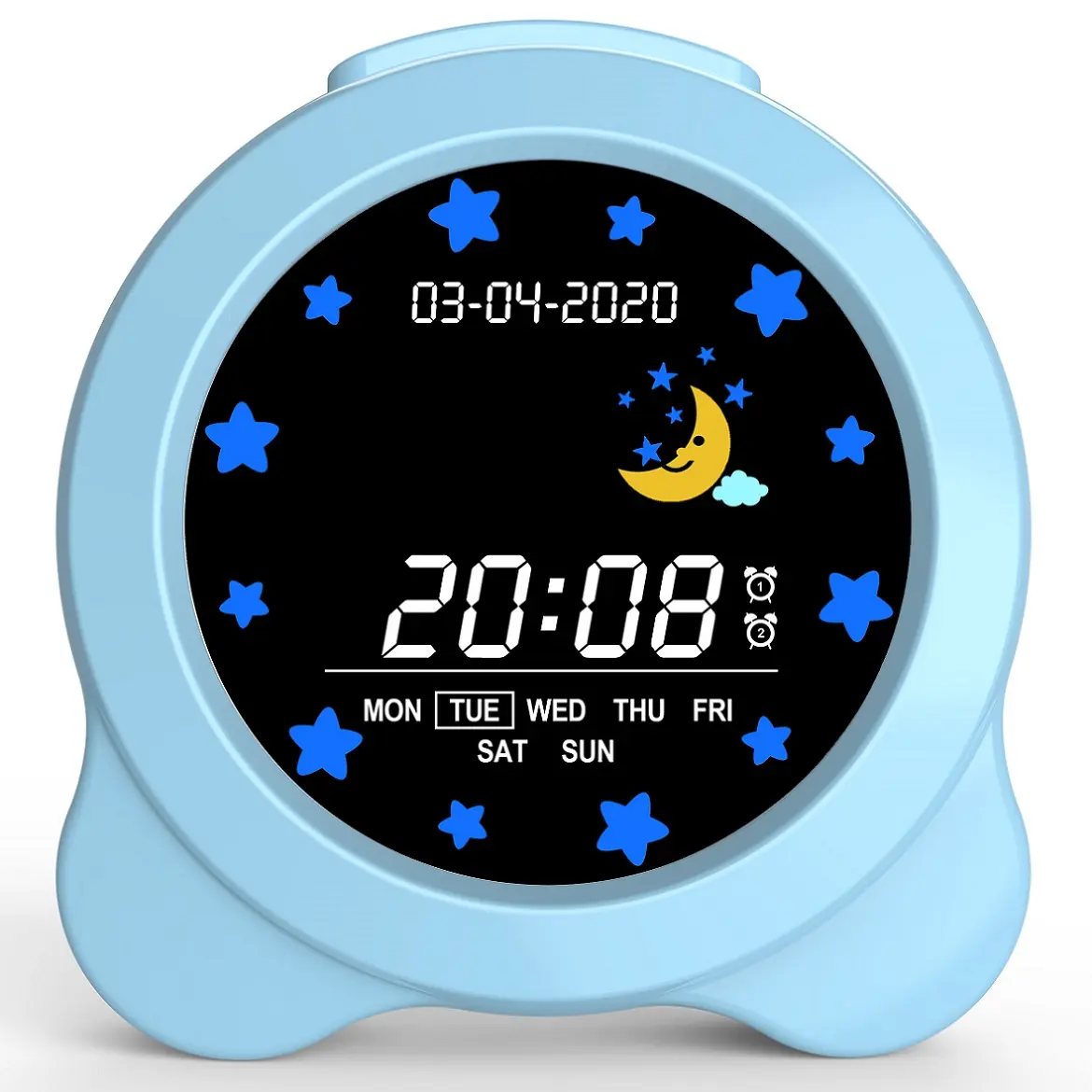 Hot sale cartoon baby kids gifts digital alarm clock night light colorful round clock