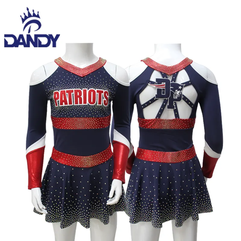 Dandy custom red and black sexy long sleeves cheerleading uniforms cheer dance costumes