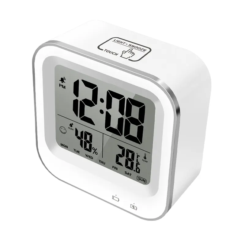 Mini relojes eléctricos digitales, reloj exterior con termómetro, reloj despertador de cubo