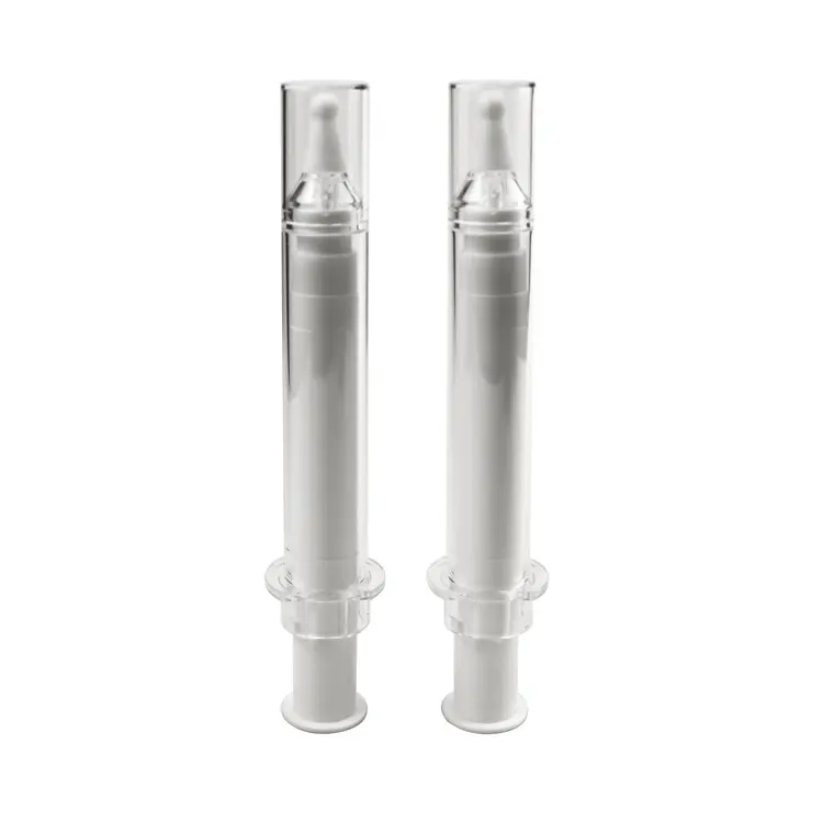 Embalagem cosmética em forma de seringa de alta qualidade 5ml 10ml 15ml garrafa acrílica creme de seringa mal ventilada 15ml para os olhos