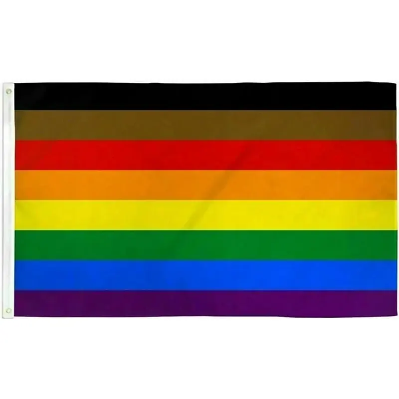 High Quality Custom Printing 3x5 FT Philadelphia Pride Flag LGBT Flag 8 Colors 100D Polyester Waterproof for Decoration