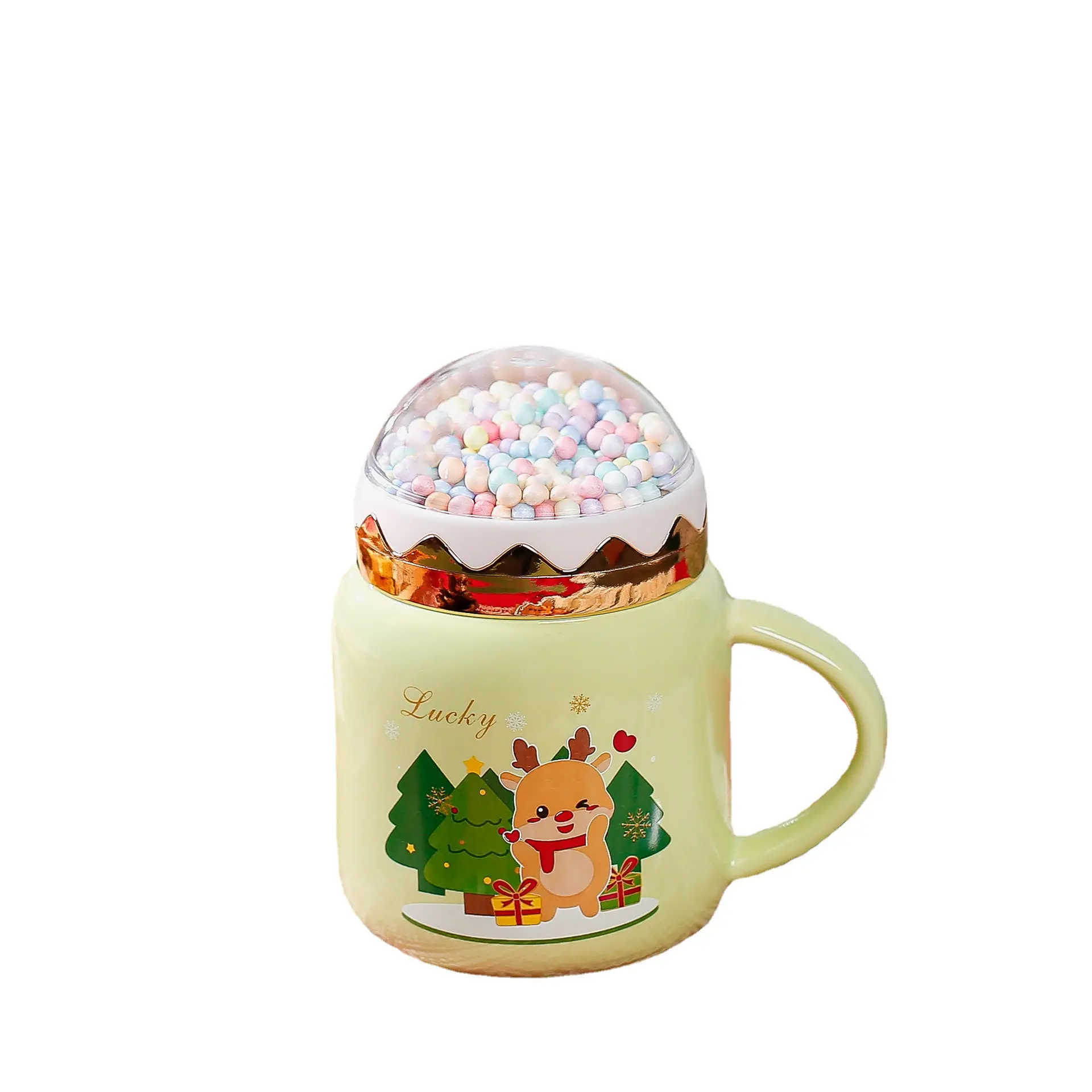 Taza de Papá Noel de cerámica de Navidad de 400ml más nueva al por mayor con caja de regalo, juego de regalo de taza de café de Navidad de nuevo diseño