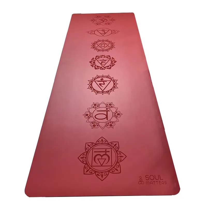 Tujuh Chakra Logo Dirancang PU Yoga Mat 4Mm dengan Tali Gratis