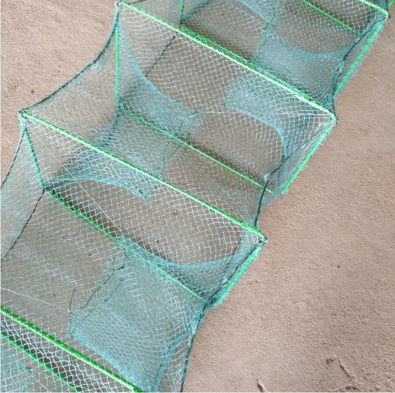 fyke net HDPE Long Trap Fishing Trap Cast Net Trap Fishing Live Crayfish / Crab / Lobster with Galvanized steel frame
