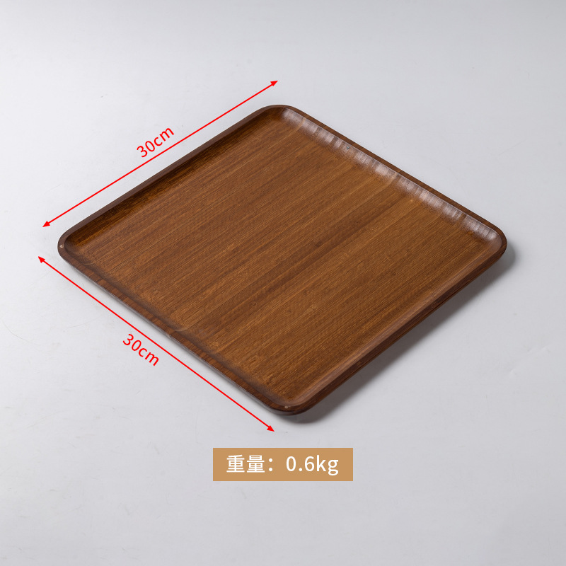 Walnut wood color, square shape, 30*30*1.5 cm.