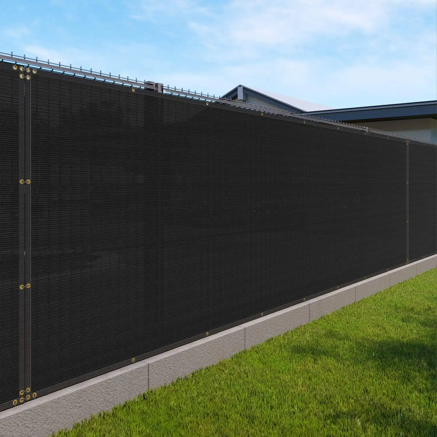6'x50' Black Privacy Fence Screen Heavy Duty Windscreen Fencing Mesh Fabric Shade Net Cover for Outdoor Wall Garden Yard