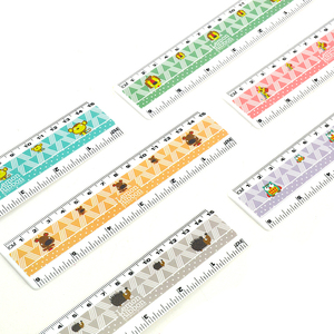 カスタムプラスチックスケール15/30cm定規学校の学生の教育のためのステッカー付きの実際のサイズの定規 - Product Image 1