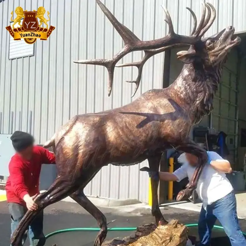 Personalizada decoración al aire libre Metal Animal estatua tamaño real bronce ciervo jardín escultura fundición ciervo bronce escultura