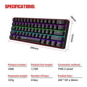 Novo 61 Tecla V900 Teclado Mecânico Compact Mini <span class=keywords><strong>Cyan</strong></span> <span class=keywords><strong>Switch</strong></span> Teclado Chave Completa Conflito-Livre Retroiluminação Colorida