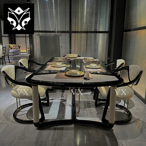 Cao Cấp Bằng Đá Cẩm Thạch Bắc Âu Dài Bàn Ăn Sang Trọng Hiện Đại Gỗ Thép Chân Với Bức Tranh - Product Image 4