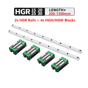 BulkMan3D CNC Rieles lineales 2PCS HGR15 HGR20 HGR25 HGR30 Rieles de guía Cuadrados 200 ~ 1500mm 4PCS HGH/HGW Bloque de rodamiento lineal para CNC - Product Image 2