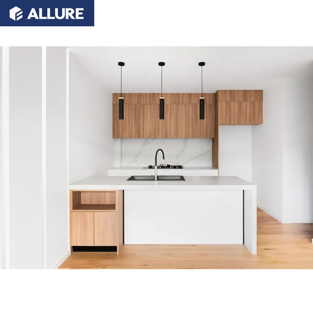 Allure arabia saudita disegni cad automatico piano in marmo di vetro lucido armadio da cucina a muro con materiale di legno