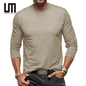 Liu <span class=keywords><strong>Ming</strong></span> Trendy Producten 2025 Lente Herfst Mode Mannen Kleding Ronde Hals Lange Mouw Effen Kleur T-Shirts