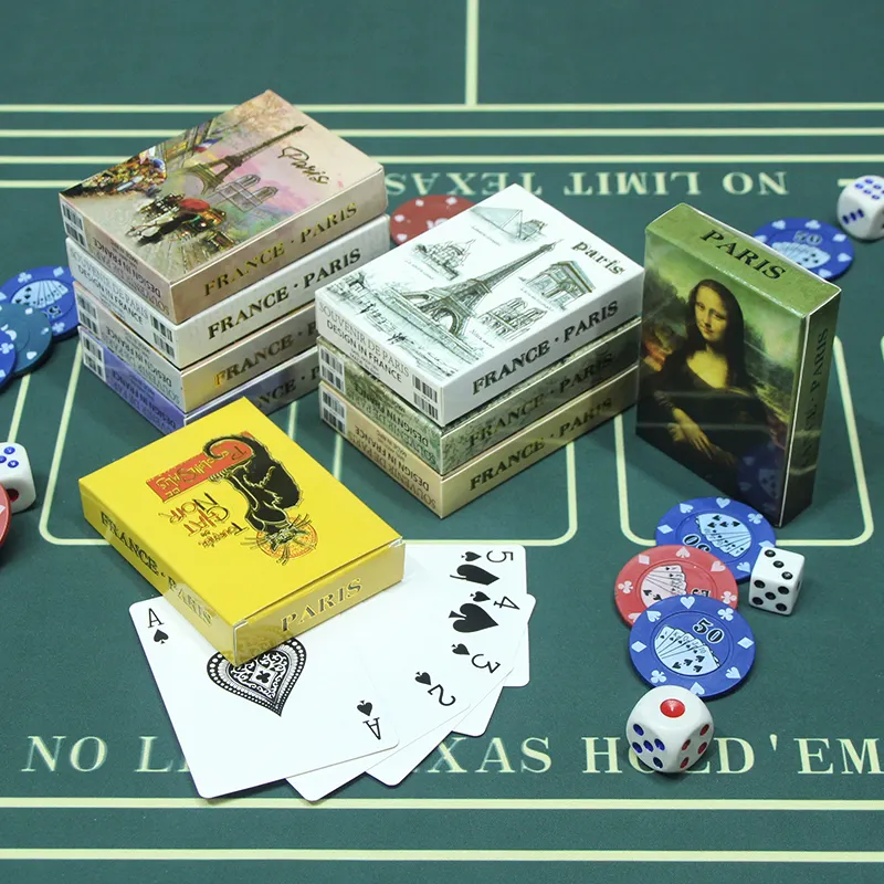 Impressão personalizada Cartas De Jogo La Tour Eiffel Torre Eiffel Francesa Impermeável PVC Cartão De Jogo De Plástico Cartões De Poker Atacado