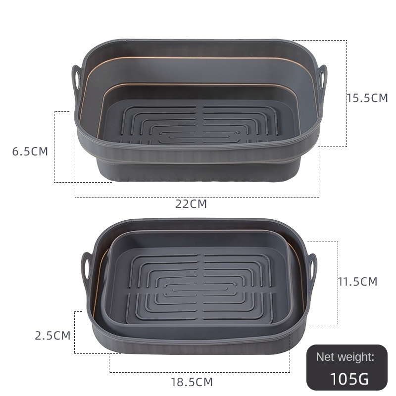 Assiette rectangulaire pliante pour frites (gris)