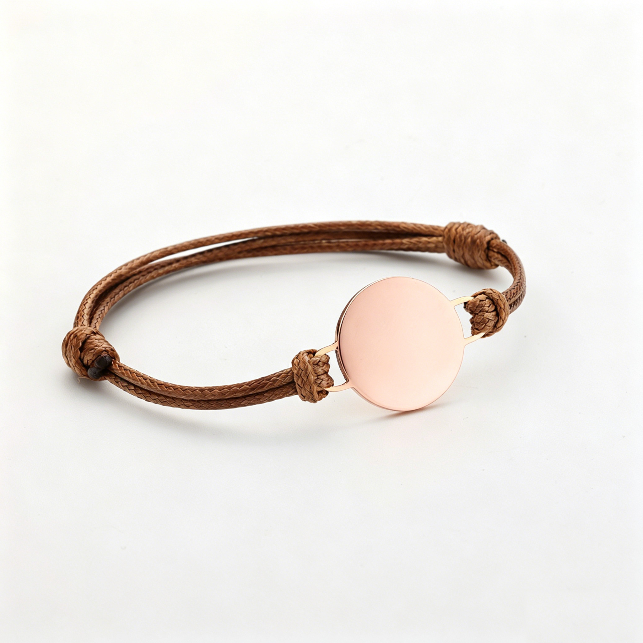 Brown Cord+Rose Gold Charm