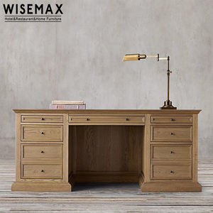 WISEMAX mobili stile America mobili per la casa in legno massello di quercia tavolo da Computer con più cassetti di stoccaggio per l'home Office - Product Image 2