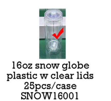 16oz all clear snow globe plastic can