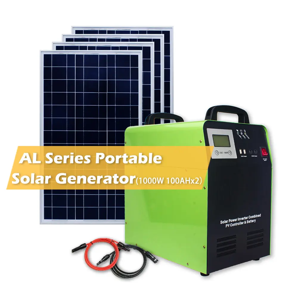1KW 1,5 kW sistem energi surya portabel semua dalam satu untuk TV dan lampu untuk rumah dengan Panel surya 200W