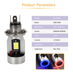 Led ışık renkli melek gözü H4 Ba20d Hi Lo işın Moto LED far motosiklet aydınlatma sistemleri - Product Image 5